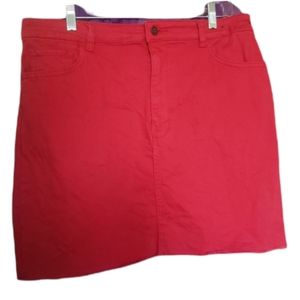 Hollister Ultra-High Rise Raw Hem Red Denim Skirt | Size 15